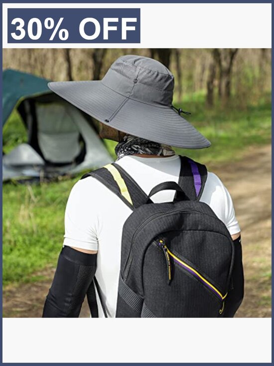Wide Brim Sun Hat Bucket Safari Fishing Hiking Adjustable Drawstring Foldable main image 4